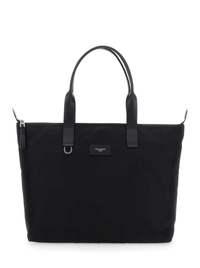 Dolce & Gabbana Tech Fabric Logo Tote Bag — Black Polyamide in Black from HEWI