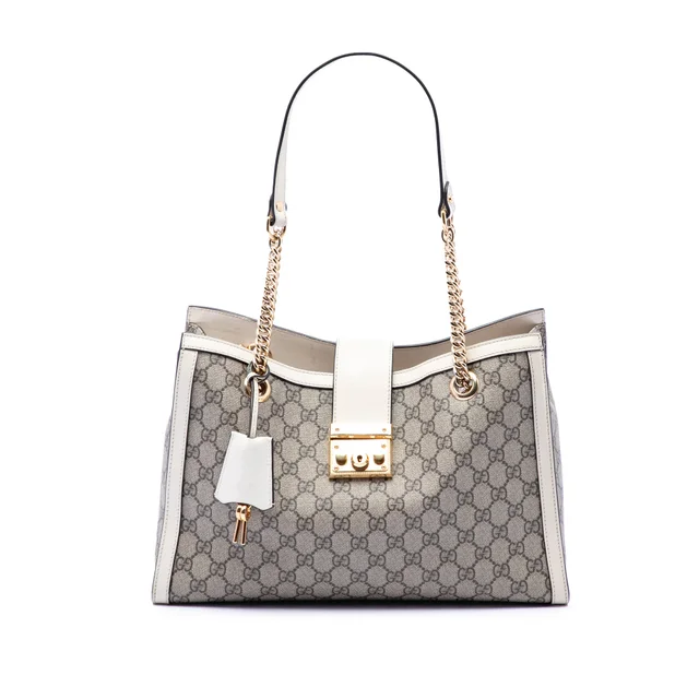 Beige Gucci Medium GG Supreme Padlock Tote in Beige Coated canvas from Designer Revival, photo 1 of 1
