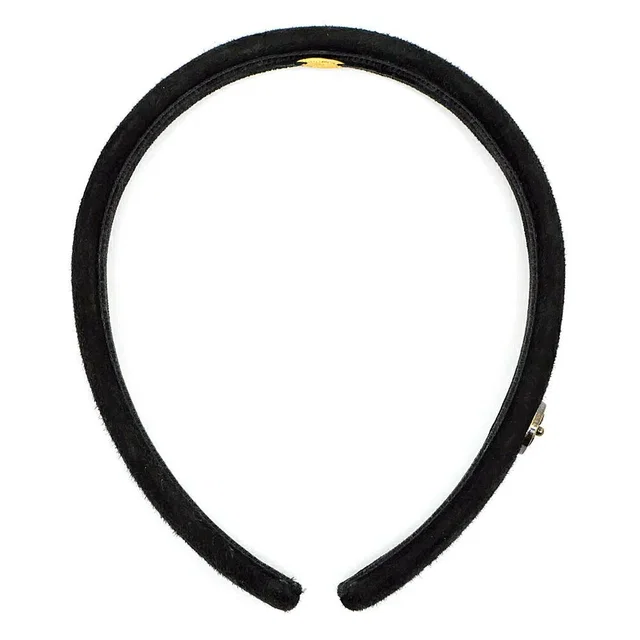 Chanel Headband CC Logo Velour Black BK Hair in Black from The Reluxe