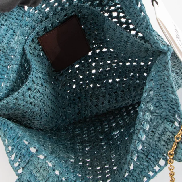 Chloé Stormy Sea Blue Raffia Summer Banana Tote Bag in Blue Raffia from Labellov, photo 6 of 8