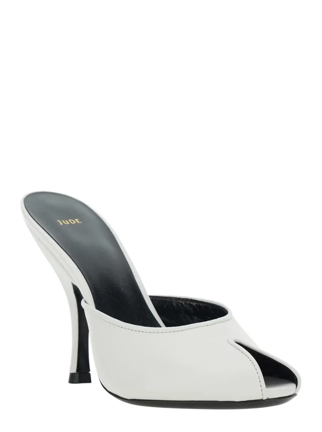 JUDE 'Date' white Heeled Sandals with cut-out toe in leather women in White 100% Lambskin, photo 3 of 8 from Gaudenzi Boutique