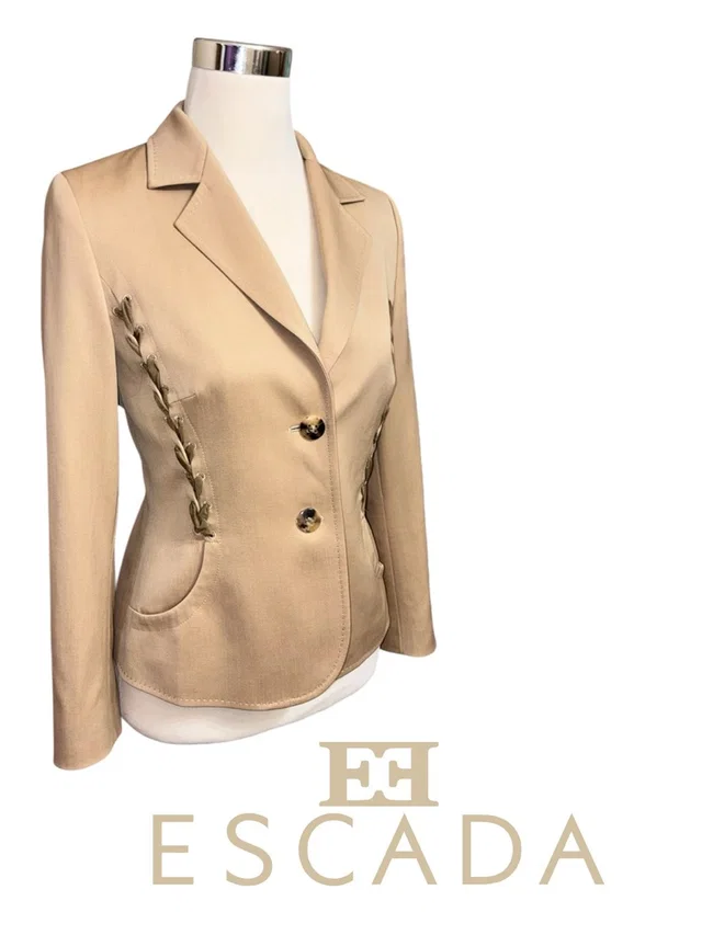 Escada Tan Lace-Up Suit Jacket Blazer in neutral|brown from Poshmark