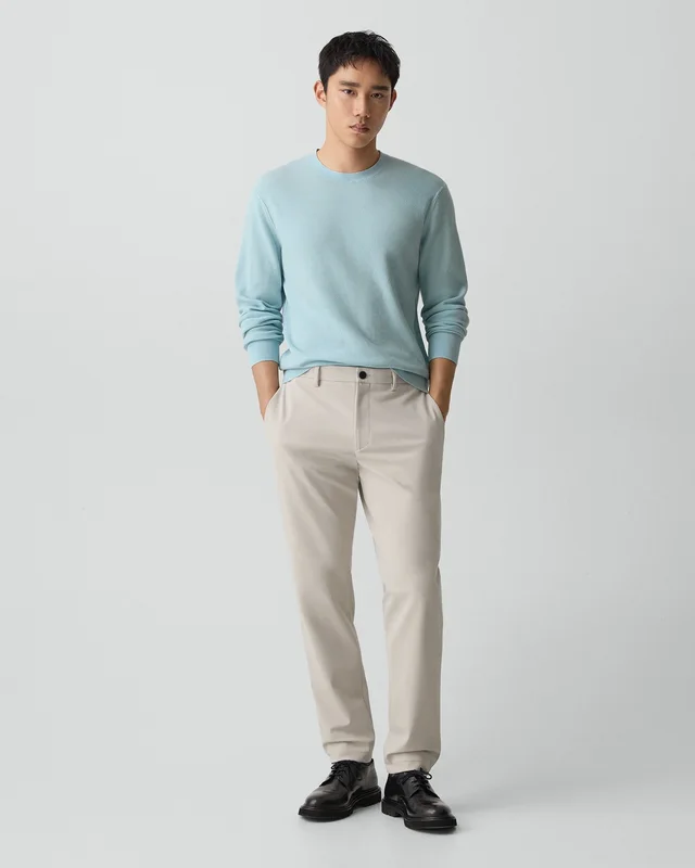 Theory Riland Crewneck Sweater in Light Bilen in LIGHT OCEAN AIR 62% Viscose, 38% Polyester; Exclusive Of Elastic, photo 5 of 12 from Theory