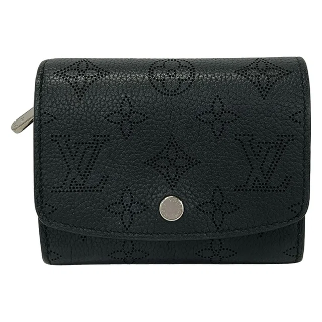 Louis Vuitton Bifold Wallet Mahina Portefeuille Iris Compact Noir Leather in Black Leather from The Reluxe