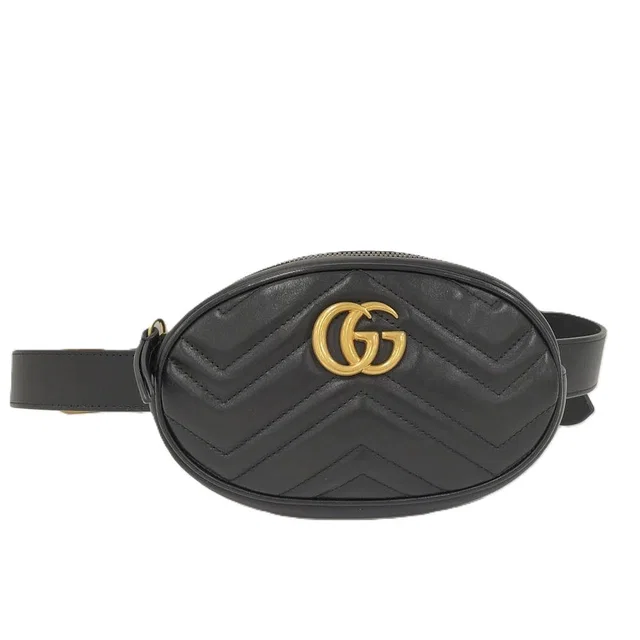 Gucci GG Marmont Waist Pouch Black Leather in Black Leather from The Reluxe