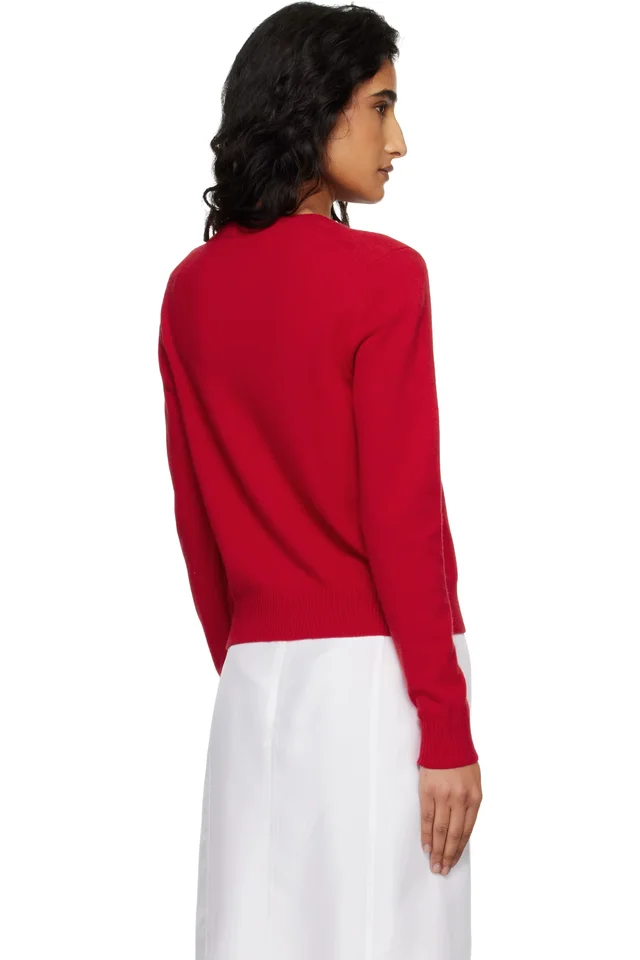 Dunst Red Essential Crewneck Knit Cardigan, photo 3 of 4 from SSENSE