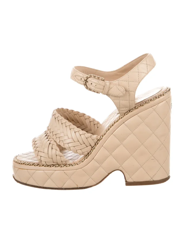 Chanel 2015 Interlocking CC Logo Sandals in Leather from The RealReal