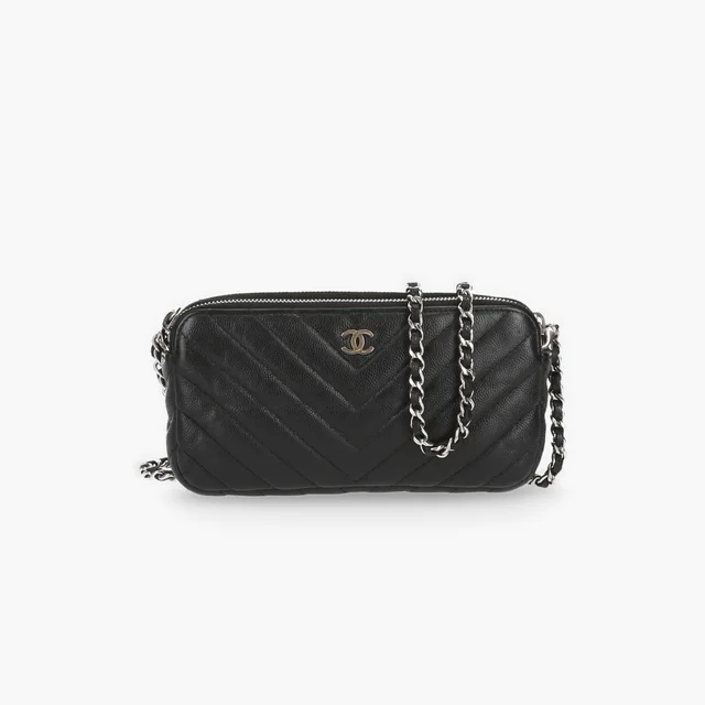 Chanel Chevron Double Zip Wallet On Chain in Caviar leather from A Retro Tale, photo 2 of 10