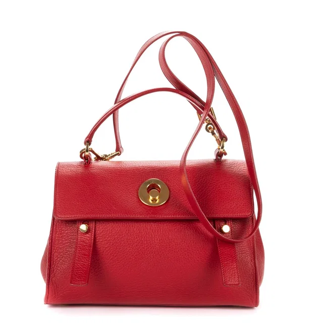 Saint Laurent Lemuz 2 Red Grain Calfskin Leather Shoulder Bag in Red Calfskin from The Reluxe