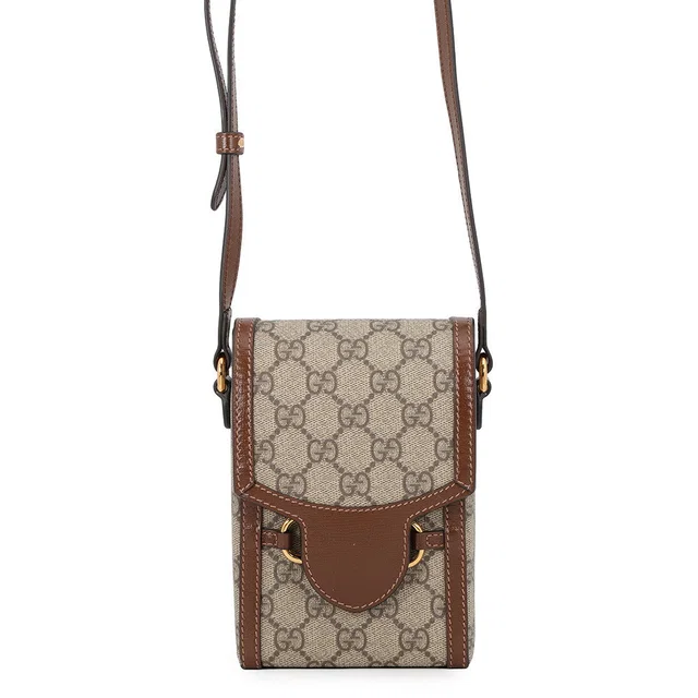 Gucci 1955 Horsebit Shoulder Beige/Brown625615 GG Supreme Leather in Beige Leather from GALLERY RARE