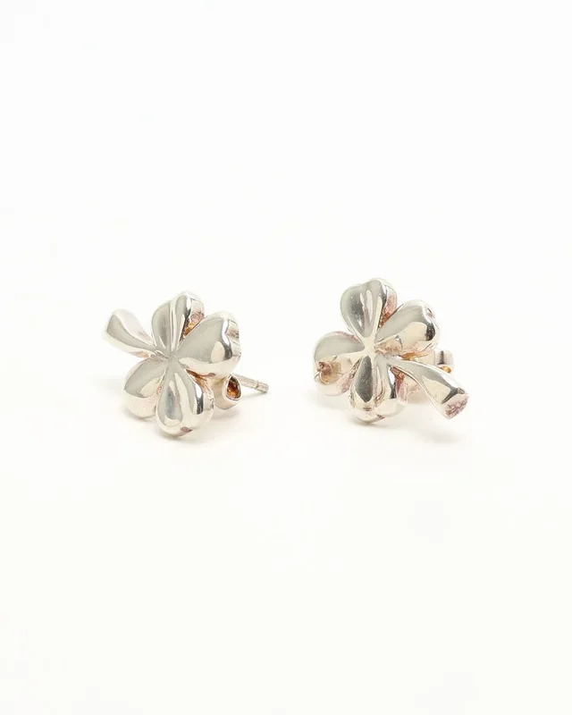 Chanel Clover Silver Earrings in Silver from A Retro Tale, photo 2 of 4