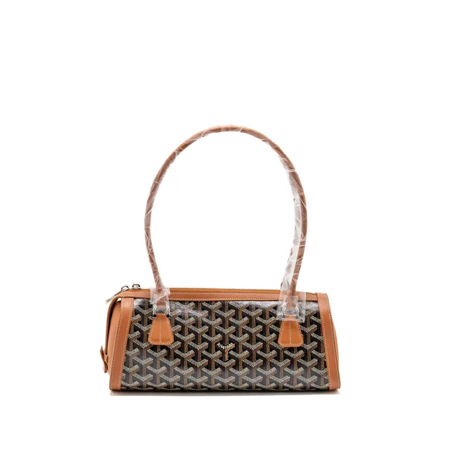 Goyard Bonbonniere bag goyardine canvas / calfskin tan SHW in Brown Calfskin from EMIER
