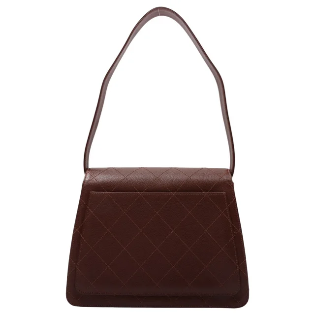 Chanel Circa 1988 Matelassé stitch CC turn-lock one-shoulder bag, brown in Brown Caviar leather from VINTAGE QOO TOKYO, photo 2 of 2