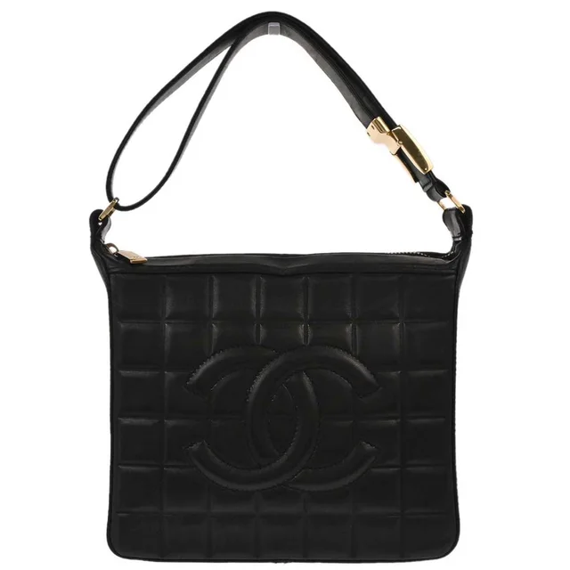 Chanel 2002-2003 Black Lambskin Choco Bar Handbag in Black Lambskin from AMORE Vintage Tokyo