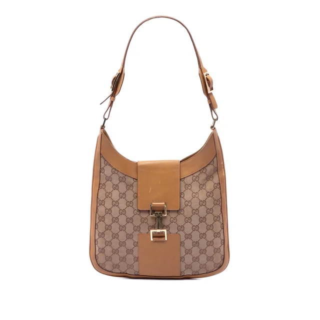 Beige Gucci GG Canvas Jackie Shoulder Bag in Beige Canvas from Designer Revival