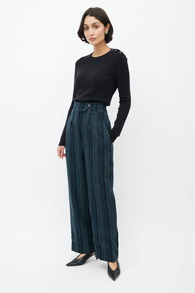 Chanel FW 2008 Wool Striped Trouser in Wool from VSP Consignment