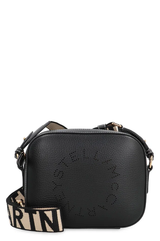 Stella McCartney Perforated Logo Leather Shoulder Bag — Black Polyurethane in Black Leather from HEWI