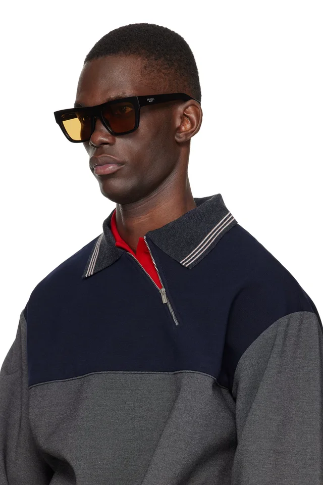 Prada Eyewear Black 'Prada Logo' Sunglasses, photo 4 of 4 from SSENSE