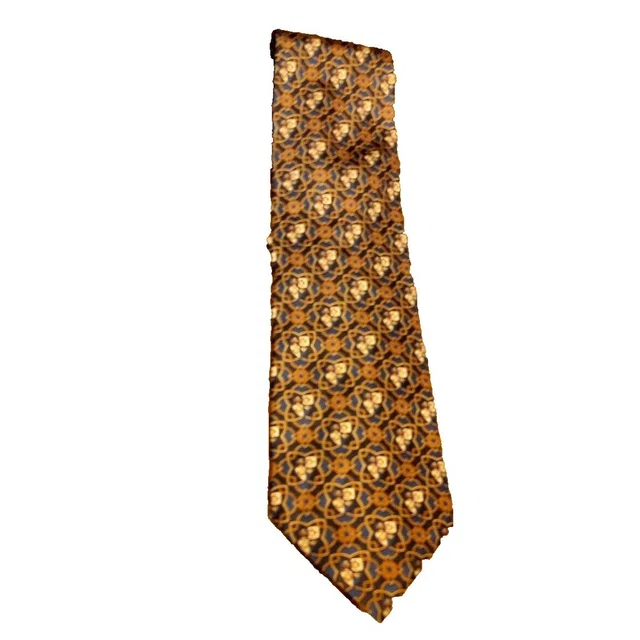 Fendi Silk Tie Italy Gold/Cream/Navy 100% Silk Euc in gold Silk from Poshmark