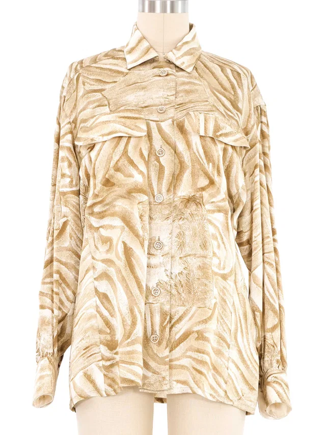 Escada Animal Print Silk Blouse in Silk from Arcade Vintage