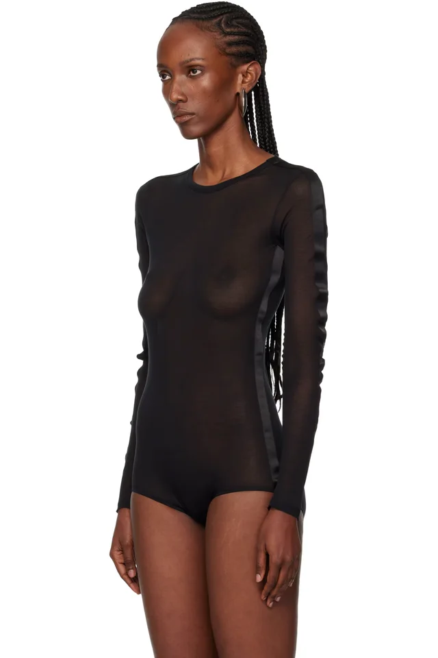 Mugler Black Tuxedo Bodysuit, photo 4 of 5 from SSENSE