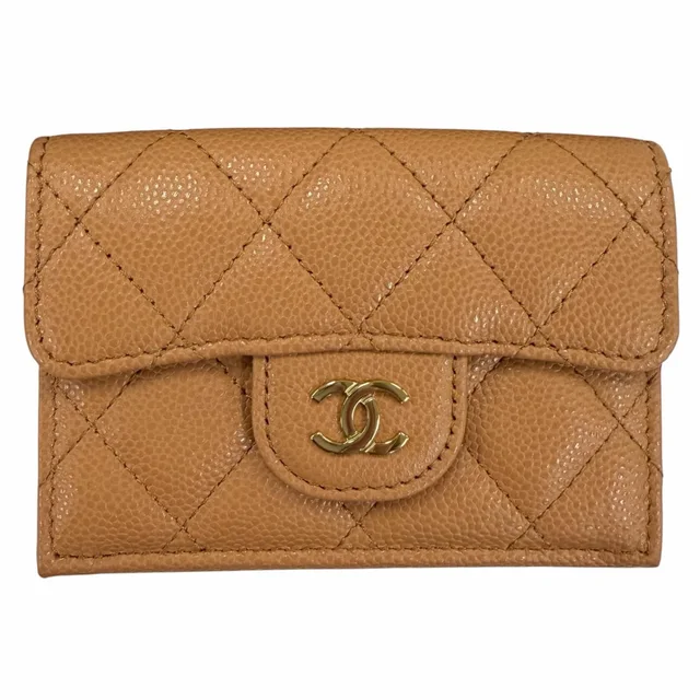 Chanel Classic Small Flap Wallet Caviar Leather CC Logo Quilted Brown in Brown Caviar leather from The Reluxe