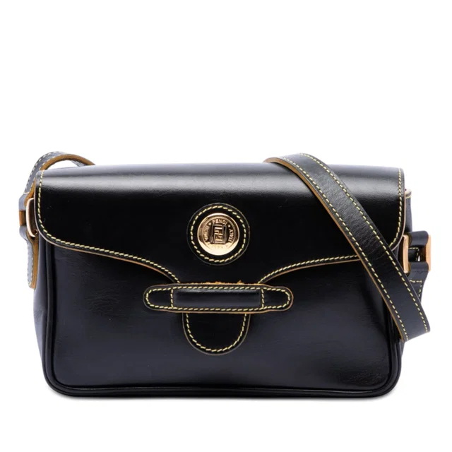 Black Fendi Smooth Calfskin Crossbody in Black Calfskin from Designer Revival