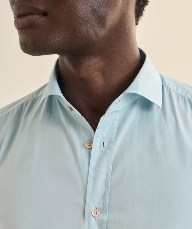Boglioli Solid Cotton Poplin Shirt in Light Blue, photo 4 of 4 from Harry Rosen