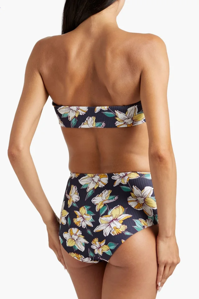 Eberjey Floral-Print Ribbed High-Rise Bikini Briefs in Navy, photo 3 of 4 from THE OUTNET