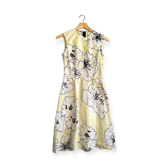 Marni Citrus Floral Sleeveless Dress, Size 36 Italian, Yellow/White, Cotton/Line in yellow|white from Poshmark