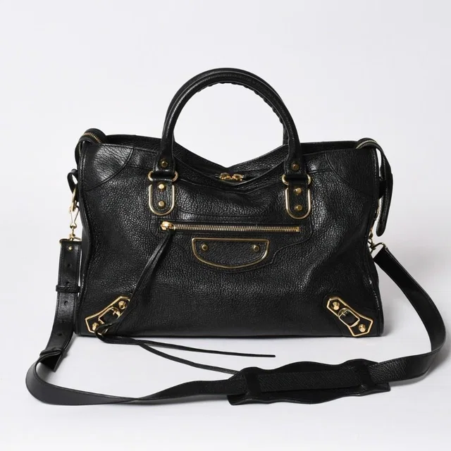 Balenciaga Metallic Edge City Leather 2-Way Shoulder Bag Gold in Gold Leather from The Reluxe