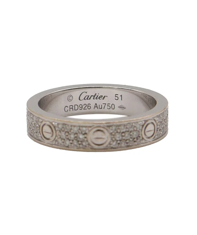 Cartier Love Ring Pave Diamonds WG Small Model #51 in Leather from Luxury Promise