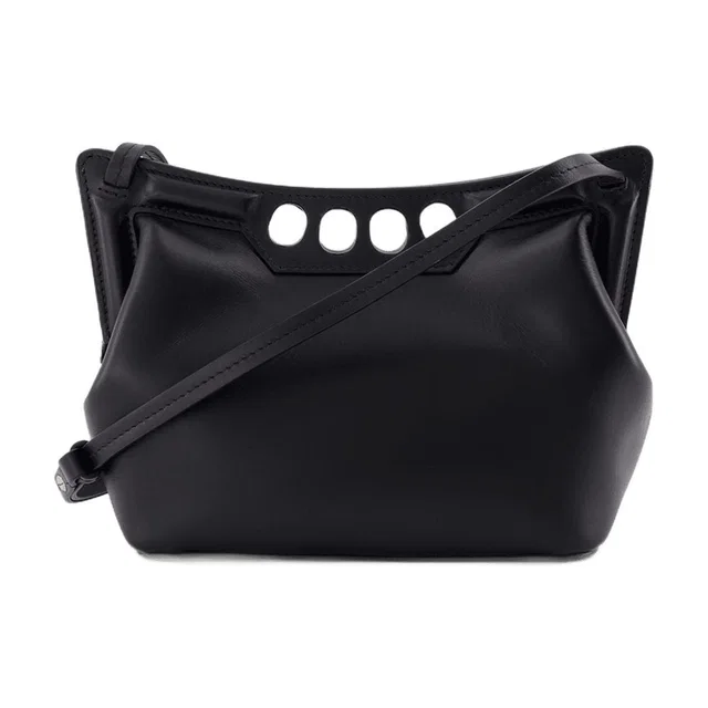 Alexander McQueen The Mini Peak Crossbody Bag — Black Calfskin in Black Calfskin from HEWI