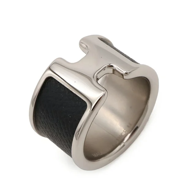 Hermès Silver Leather Ring in black Leather from Poshmark