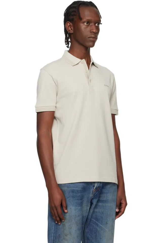 BOSS Beige Cotton Piqué Paddy Polo, photo 2 of 2 from SSENSE