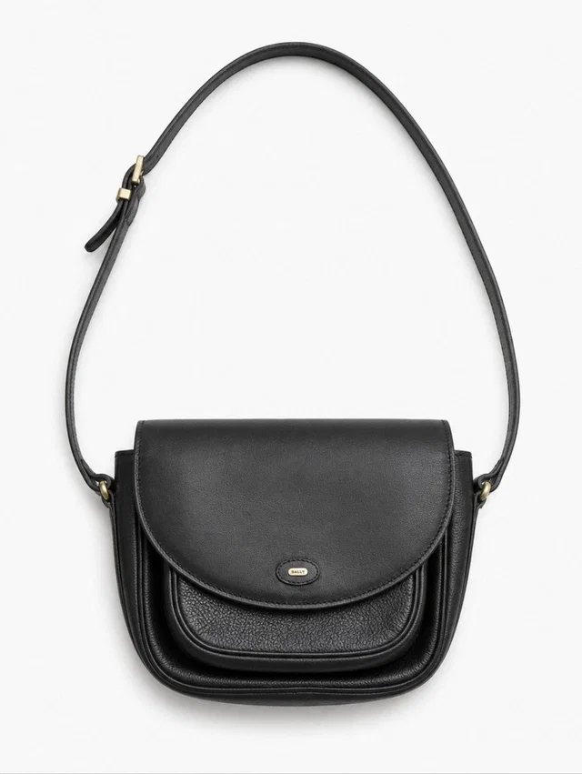 Bally Vintage Leather Crossbody Structured Black Flap Bag Purse Glossy Finish in black Leather from Poshmark