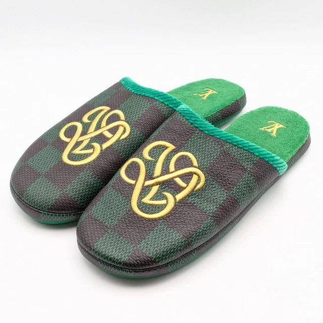 Louis Vuitton Palace Line Damier Green Brown Sandals Slippers in Brown from The Reluxe