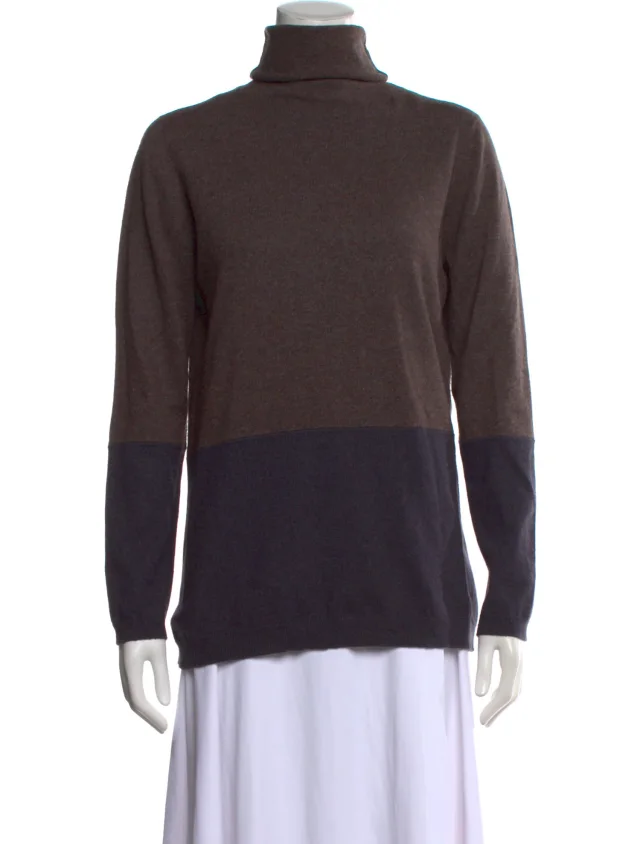 Brunello Cucinelli Cashmere Colorblock Pattern Sweater in blue Cashmere from The RealReal