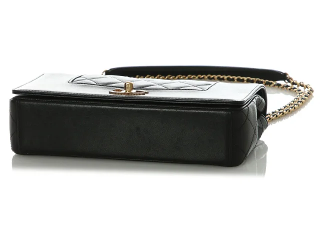 Chanel Medium Black Part-Quilted Calfskin Mademoiselle Flap in Black Calfskin from Ann's Fabulous Finds, photo 6 of 9
