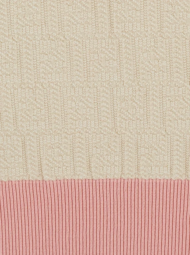 FENDI Beige Long-Sleeved Sweater with V-Neck and All-Over FF Motif in Cotton Women in Beige 100% Cotton, photo 6 of 6 from Gaudenzi Boutique