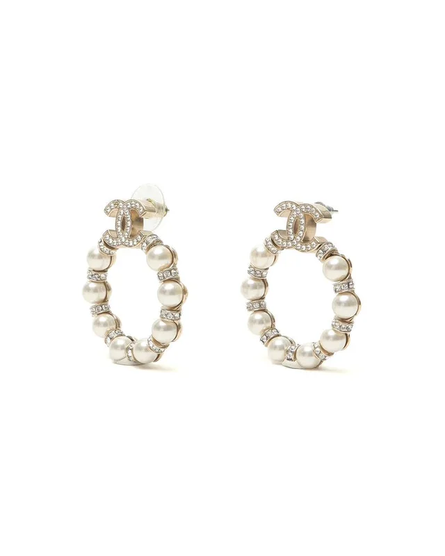 Chanel Coco Mark Rhinestone Pearl Earrings from A Retro Tale, photo 2 of 5