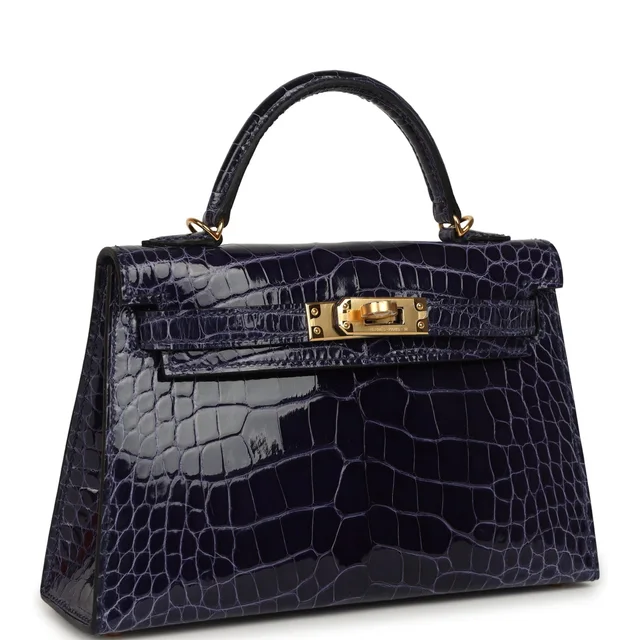 Hermès Kelly Sellier 20 Bleu Encre Shiny Alligator Gold Hardware in Blue Crocodile from Madison Avenue Couture, photo 2 of 2