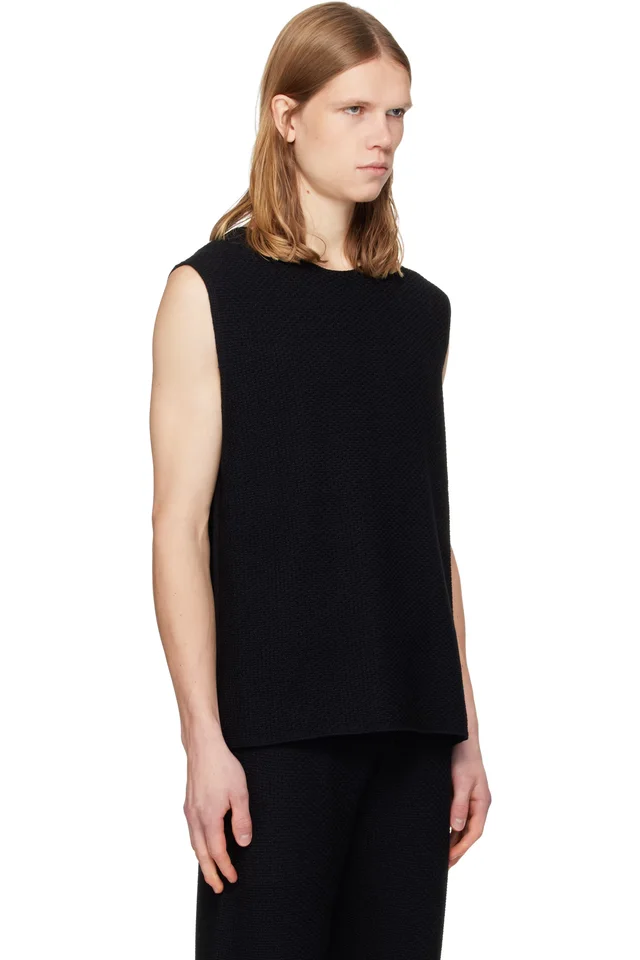 HOMME PLISSÉ ISSEY MIYAKE Black Rustic Knit Vest, photo 2 of 2 from SSENSE