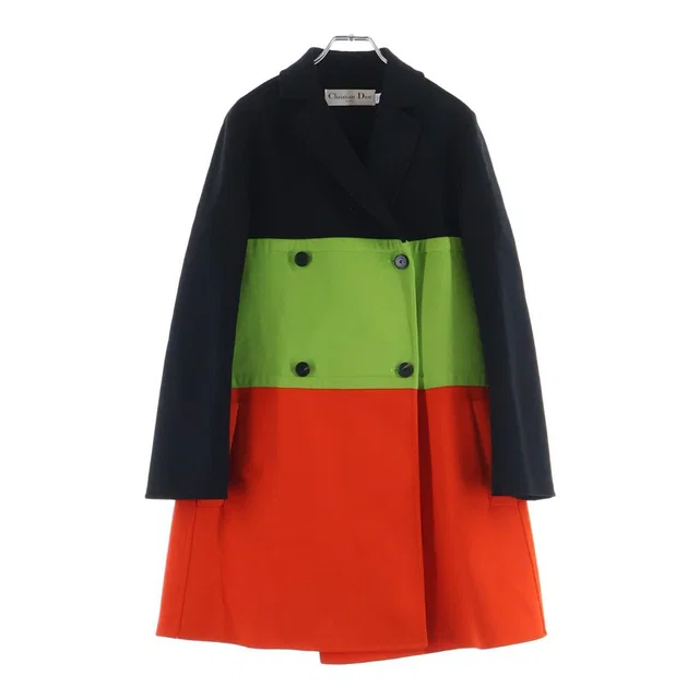 Dior Runway Colourblock Coat Double Breasted Orange Black Green in Black from The Reluxe