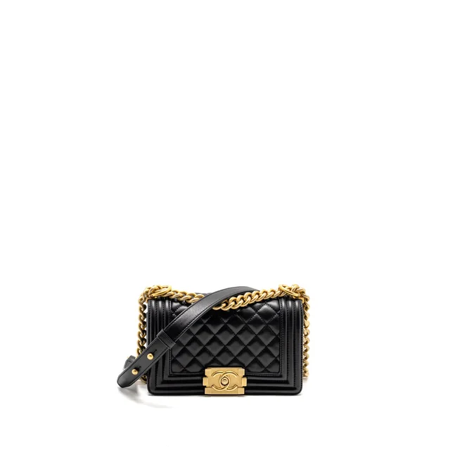 Chanel Small Boy Bag Calfskin Black GHW (Microchip) in Black Calfskin from EMIER