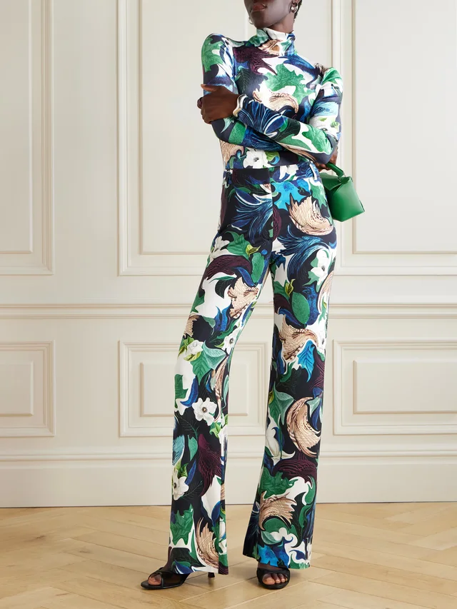 MARY KATRANTZOU Jordan printed stretch-velvet turtleneck bodysuit in Blue, photo 2 of 2 from NET-A-PORTER (Canada)
