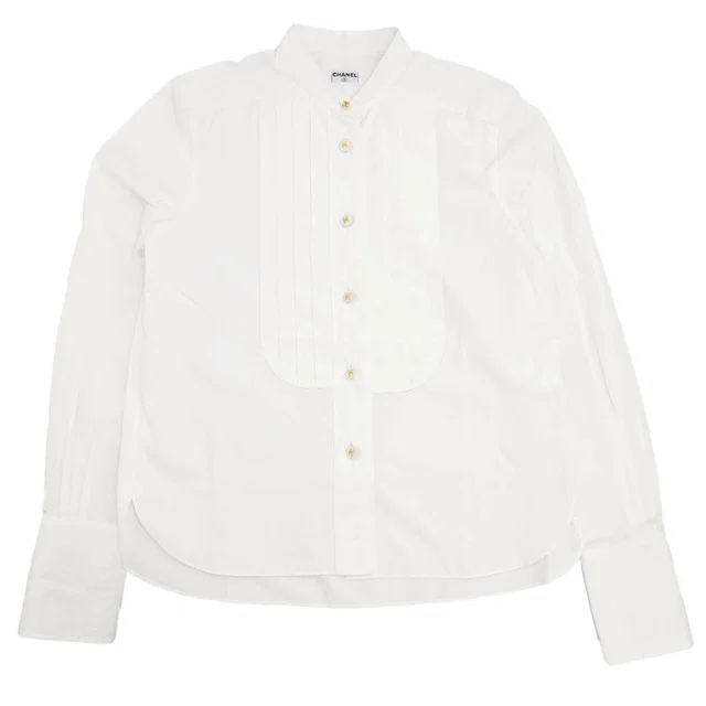 Chanel Blouse Shirt White #40 in White from AMORE Vintage Tokyo