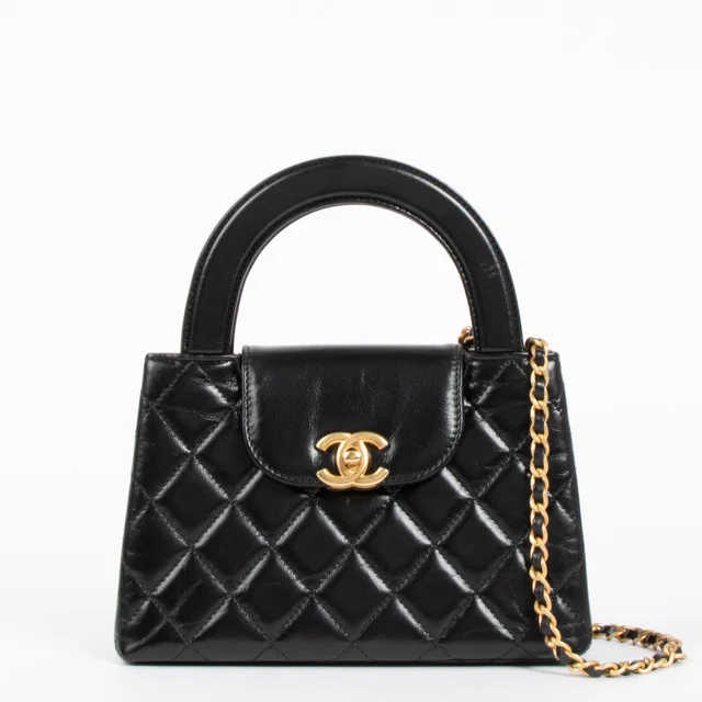 Chanel Black Shiny Calfskin Nano Kelly Mini Shopping Bag in Black Calfskin from Labellov