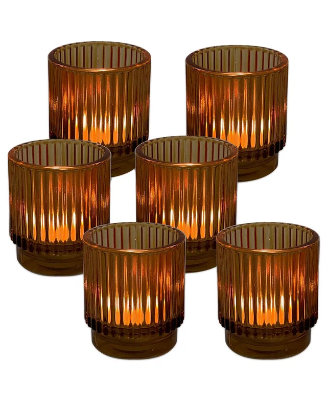 Kate Aspen Set of 6 Ribbed Glass Votive Candle Holders, image 1 of 1 from Rue La La