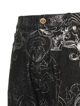 Versace Straight Jeans with Floral Print in 100% Cotton, 0% Calf, photo 4 of 8 from LUISAVIAROMA